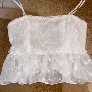 White Floral Crop Top